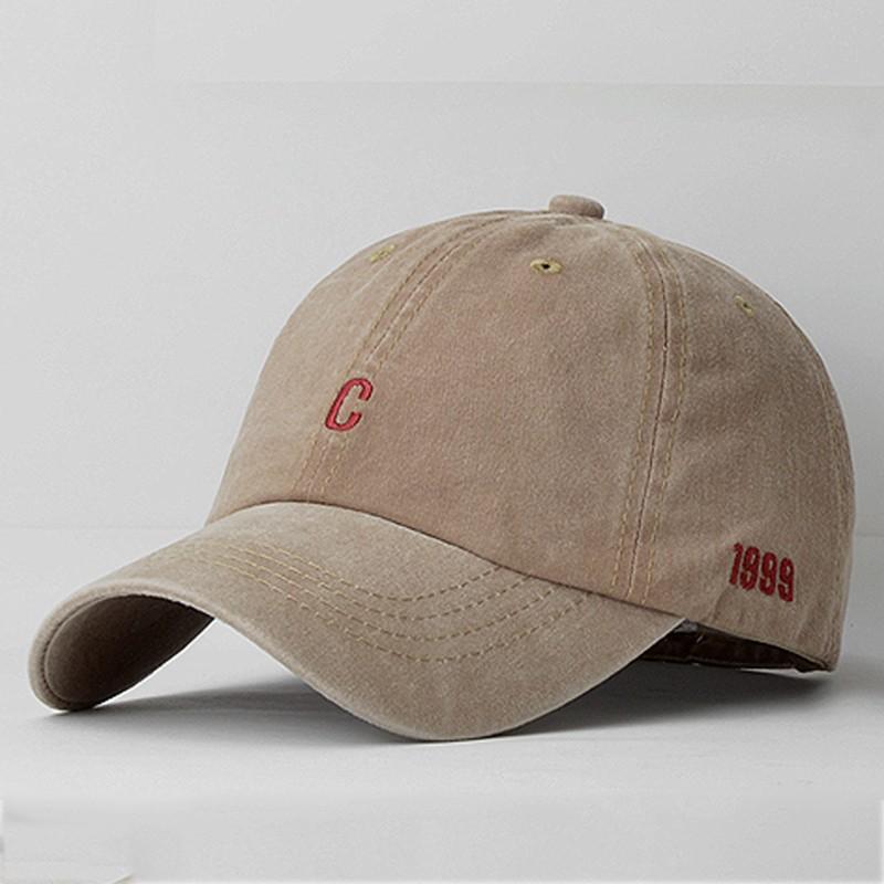 Letter C Embroidery Women Baseball Cap Solid Color Casual Peaked Caps For Men Washed Cotton Snapback Hat Sun Visors