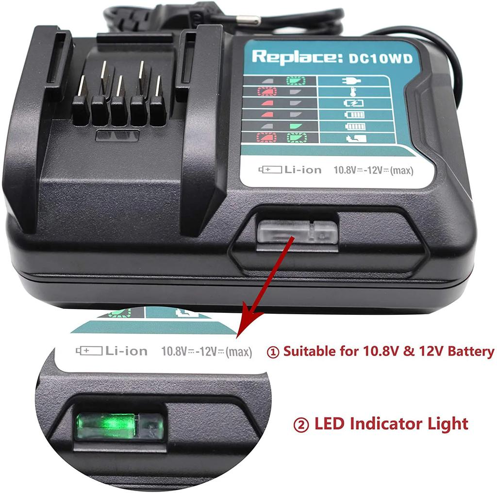 DC10WD Lithium Battery Charger For Makita 10.8V 12V DC10WD BL1016 BL1021B BL1041B FD05 Lithium Battery Replacement Charger