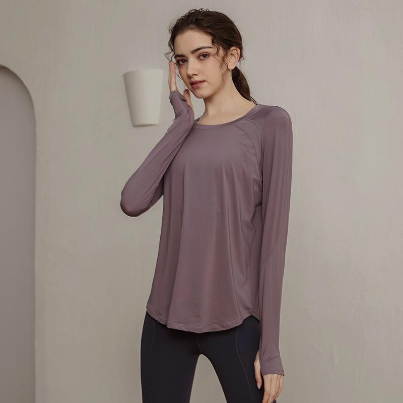 Ženy Volné oblečení na jógu s dlouhým rukávem Rychleschnoucí Prodyšný Top s kulatým výstřihem Elastické oblečení na jógu Běžecký trénink Fitness oblečení