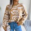 Autumn and Winter Fashionable Floral Long-sleeved Knitted Bottoming Sweater