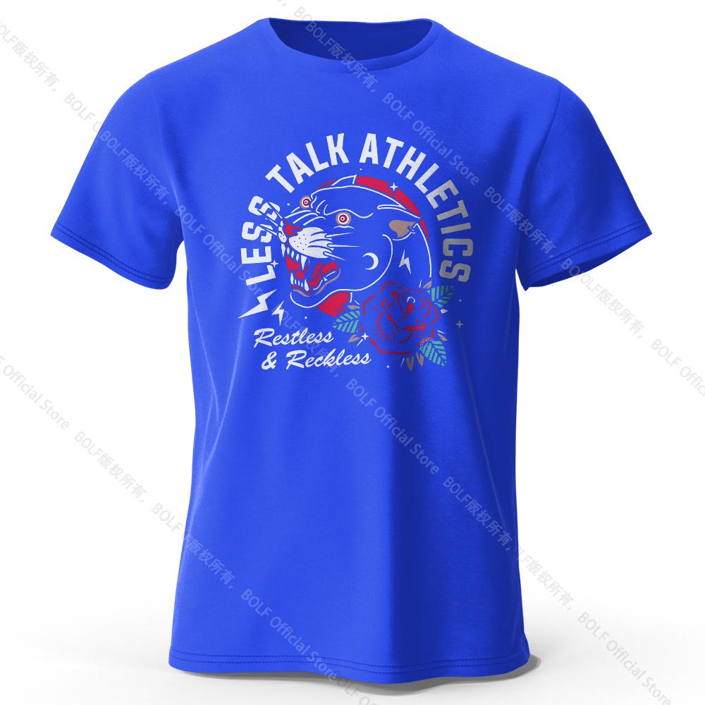 Men's Less Talk Athletics Printed T-Shirt 100% Cotton Harajuku Oversized Funny Graphic Tees for Men Women Summer Tops