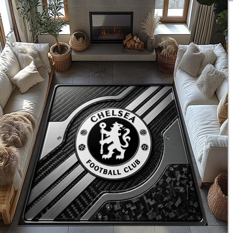 Chelsea FC Printed Flannel Area Rug Non Slip Soft Polyester Floor Carpet Indoor Decor Mat for Bedroom Living Room Sofa Game Room Home Decoration