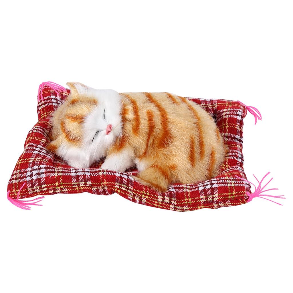 Super Cute Simulation Sounding Sleeping Kittens Cats Plush Toys Doll Christmas Gift Black Gray