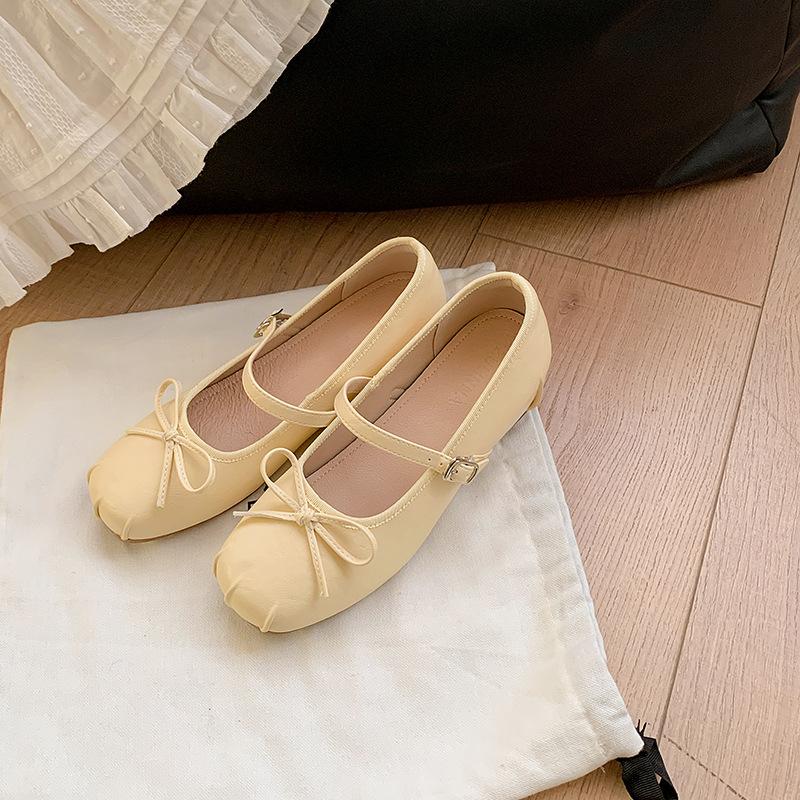 Women's Shoes with Increased Inner Belt French Ballet Shoes, Fairy Style Silver Mary Jane Shoes