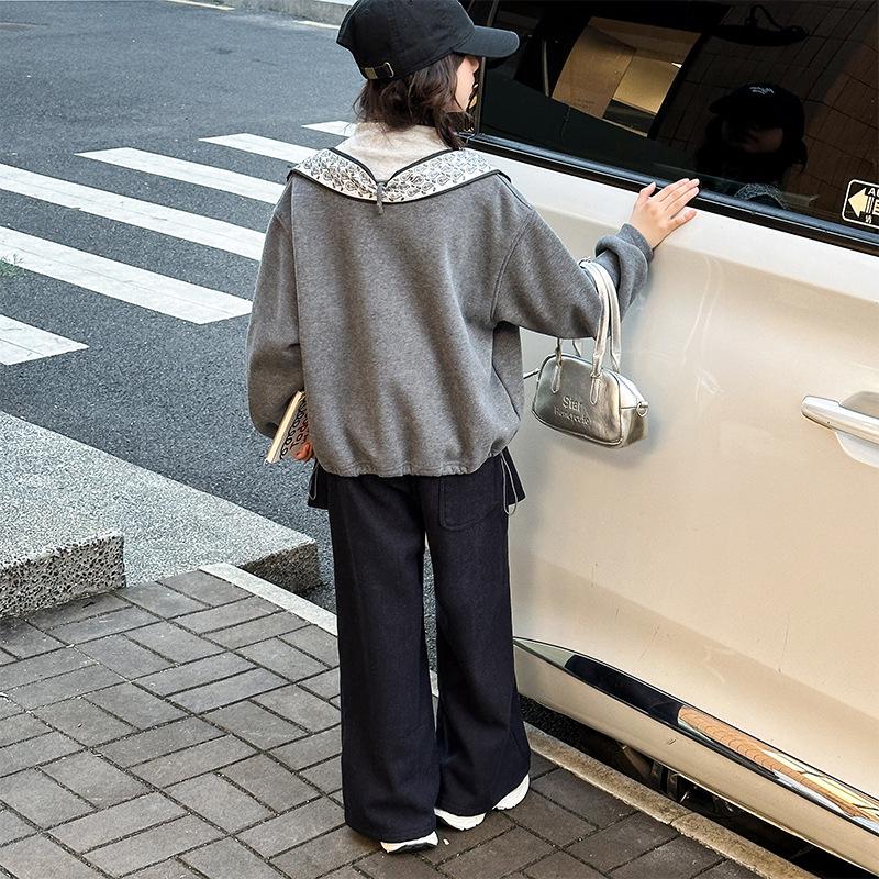 Girls' Korean Style Sweatshirt & Casual Pants Autumn/Winter 2025 Set