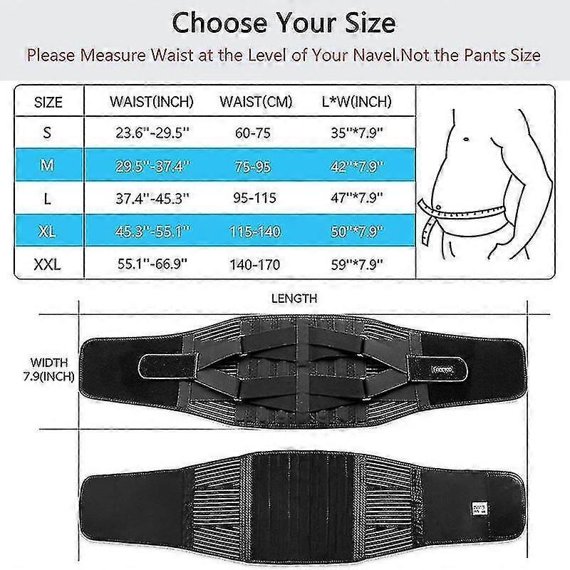 Justerbart rygg- och ländryggsstöd med 6 ben, ortopediskt midjekorsett för män, ryggdekompression, midjetränare, smärtlindring i ryggen Xrs