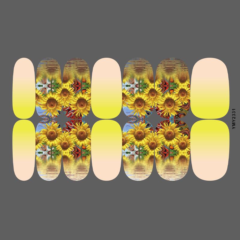 Bright Sunflower Waterproof Nail Stickers - Long-Lasting, Cute, Full-Cover Ins Style