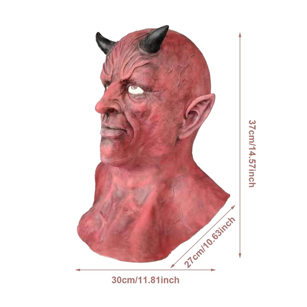 Maschera diavolo con corna a copertura totale della testa in lattice costume horror COS casa infestata NPC festa di Halloween costume scherzo horror oggetti di scena scherzosi