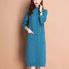 Autumn Winter Women's Half Turtleneck Knit Dress Slim Fit Solid Color Pullover Long Sweater Dress