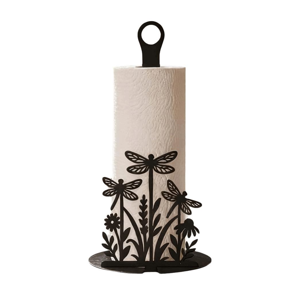2D Flat Floral Tissue Holder Wooden Base Vertical Napkins Rack Practical Tissue Stand for Kitchen
