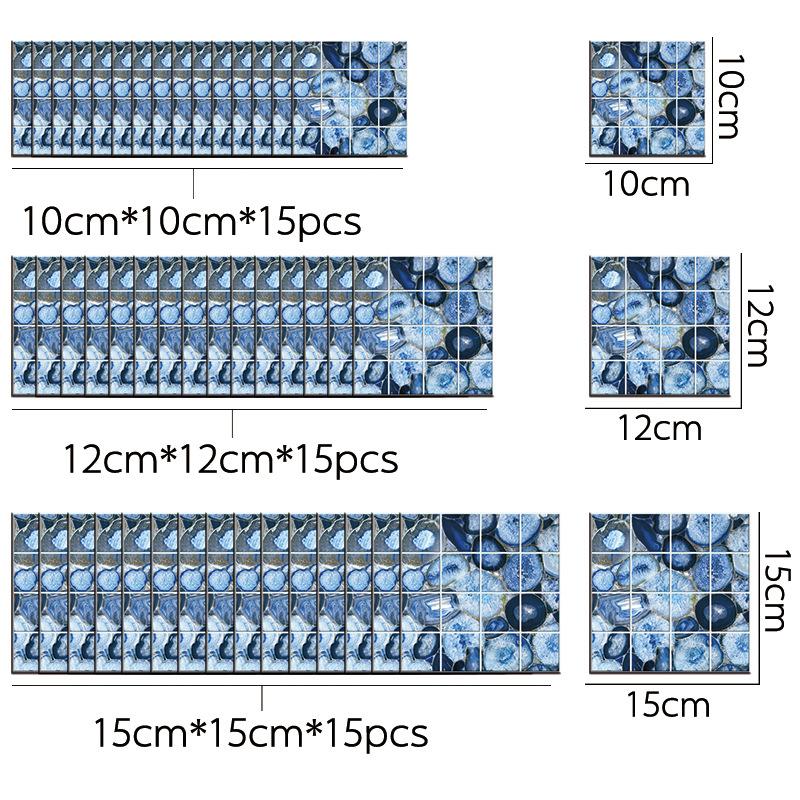 10Pcs Blue Marble Texture Imitation Wall Stickers Imitation Brick Bedroom Decoration Waterproof Self Adhesive Tile Wallpaper