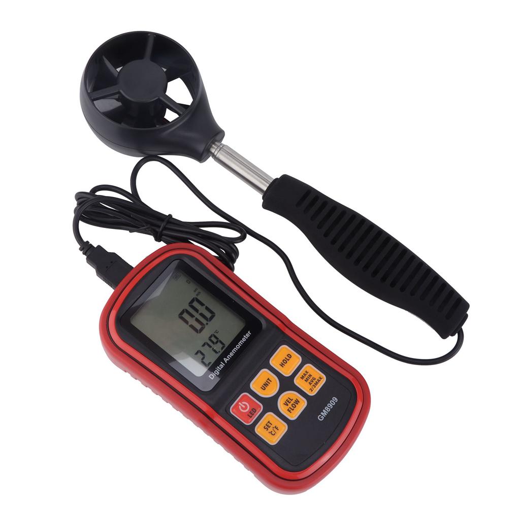 Anemometru GM8909 cu afișaj digital multifuncțional, anemometru portabil cu direcția vântului, cu stocare de date