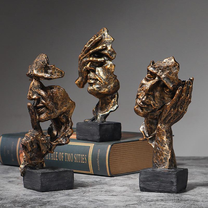 

Vintage Thinker Sculpture Silent is Gold Home Decor Office Desk Countertop Gift Ornament for Living Room Bedroom мідний