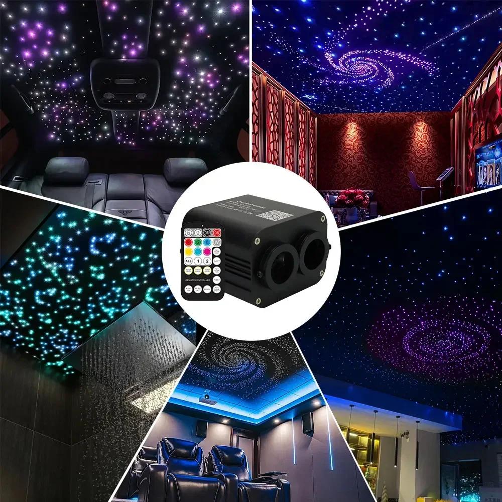 20W RGBW Twinkle Double Head Car Starry Sky Music Control Car Roof Star Fiber Optic Star Ceiling Kit Smart APP Fiber Optic Light