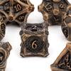 7 Pcs Yellow Tree Stump Root Metal Dice Solid Metal Polyhedral Dice Set Suitable for Role-Playing RPG  Board Game Card Game