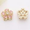 14K Gold-Plated Copper Zircon Five-Petal Flower Spacer Beads for DIY Crystal Bracelet Jewelry