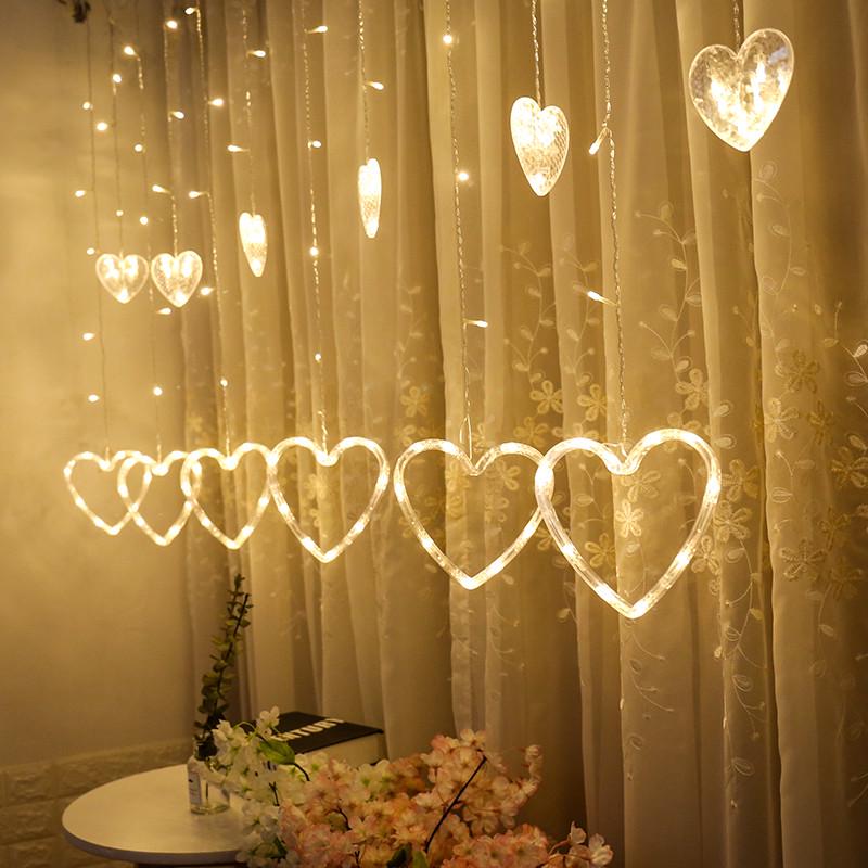LED herzförmige hängende Vorhang Lichter String Net Weihnachten Home Party Home Decor