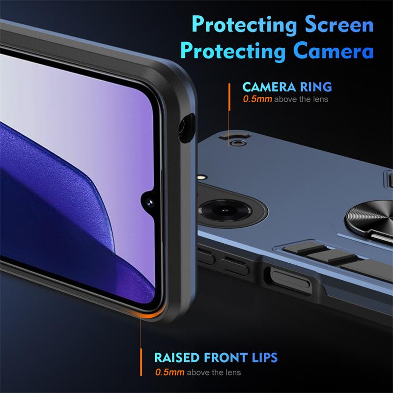 Armor Funda For Xiaomi Poco C71 4G Case Magnetic Holder Ring Armor Cases For Poko Little C71 C 71 PocoC71 4G Lens Protect Cover