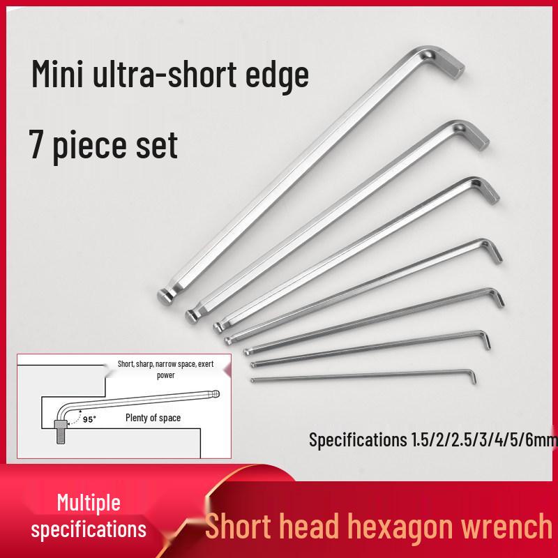 Compact L-Shaped Metric Hex Key Set with Ball Head for Tight Spaces