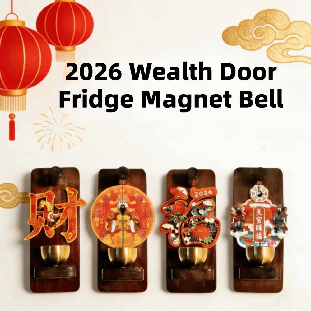 Metal Material Dopamine Magnetic Doorbell Blessings Design New Year Theme Cultural Souvenirs 2026 Edition Refrigerator Stickers