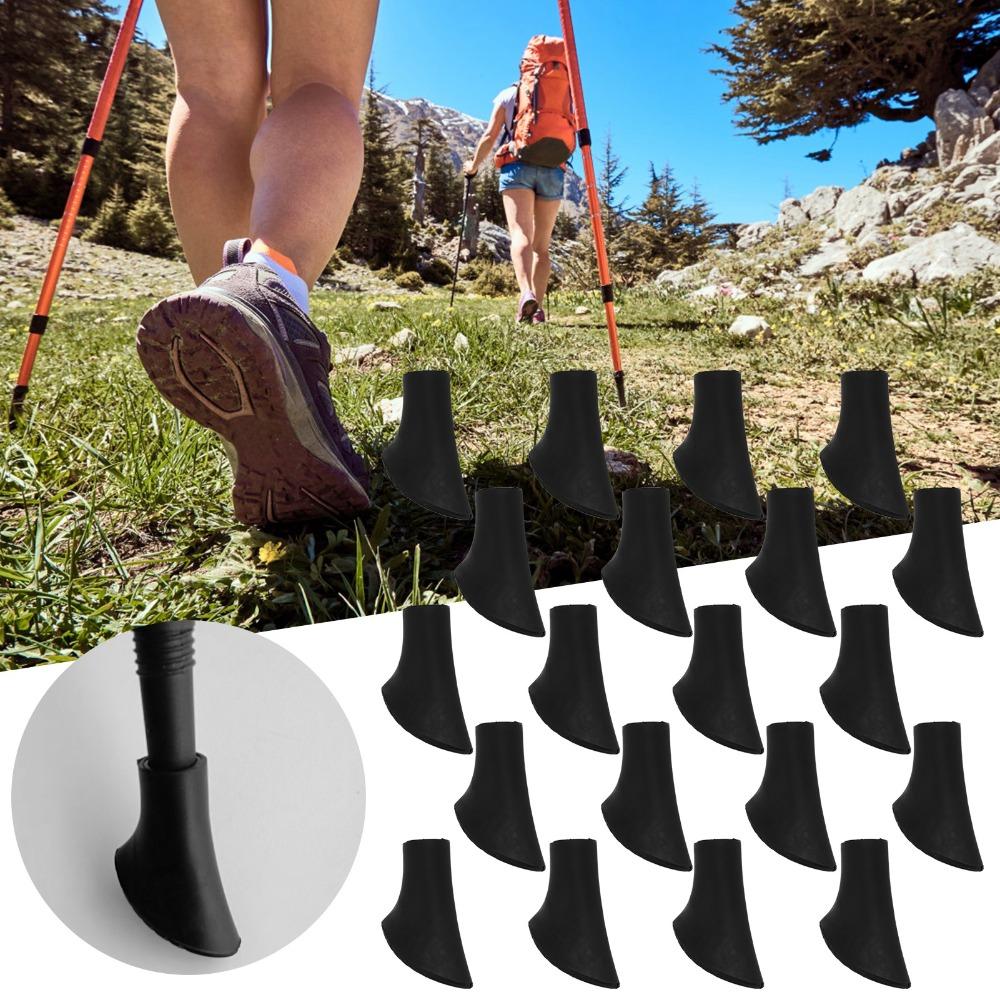 20 Pcs PVC Walking Stick Tip Protector Black Hiking Pole Tips Walking Stick Tips Trekking Poles