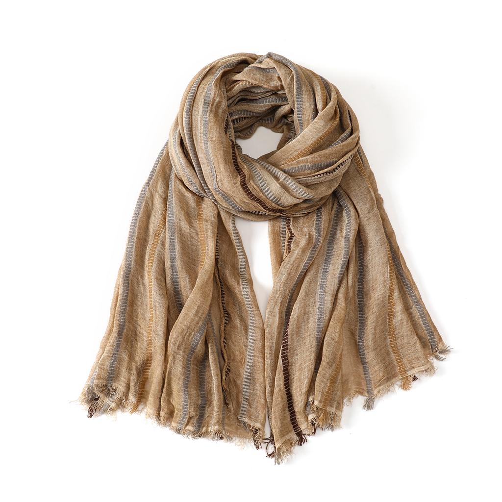 Fashion Striped Cotton Linen Scarf for Men