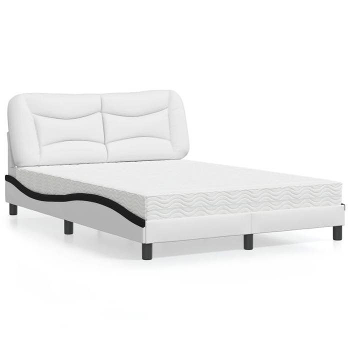 VidaXL Lit avec matelas blanc et noir 140x200 cm similicuir 3208730