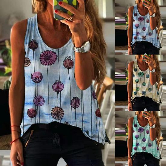 

Женский жилет с принтом, свободный топ без рукавов с круглым вырезом для вечеринки