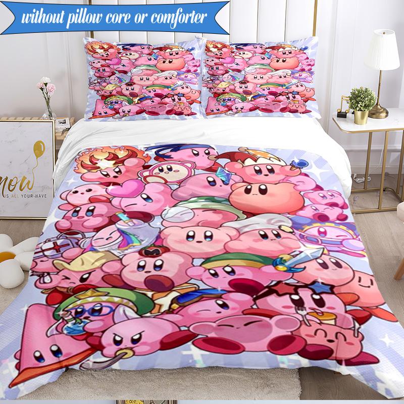Rosa Pika Muster 3-teiliges K-Pop Musikgruppen Bettwäsche-Set, Ideal für Schlafzimmer, Wohnheim, Enthält Bettbezug und 2 Kissenbezüge, Fan-Geschenke