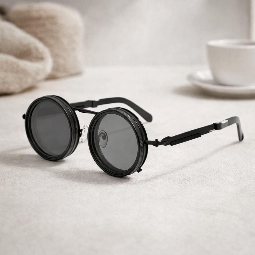 Round Frame Fishing Sunglasses Anti UV Protection TAC Adjustable Dimming Glasses Manual Rotating Metal ND Filter Sunglasses