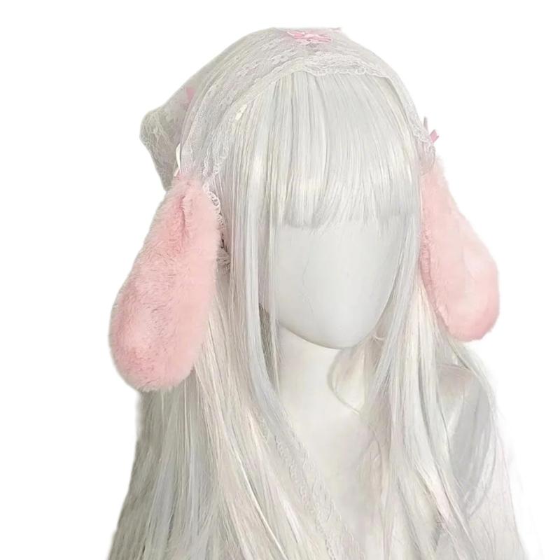 Maid Hair Band Lovely Ruffle Lace Rabbits Ear Headpiece Trendy Hair Accessories For Cosplay And Fashionable Outfits
