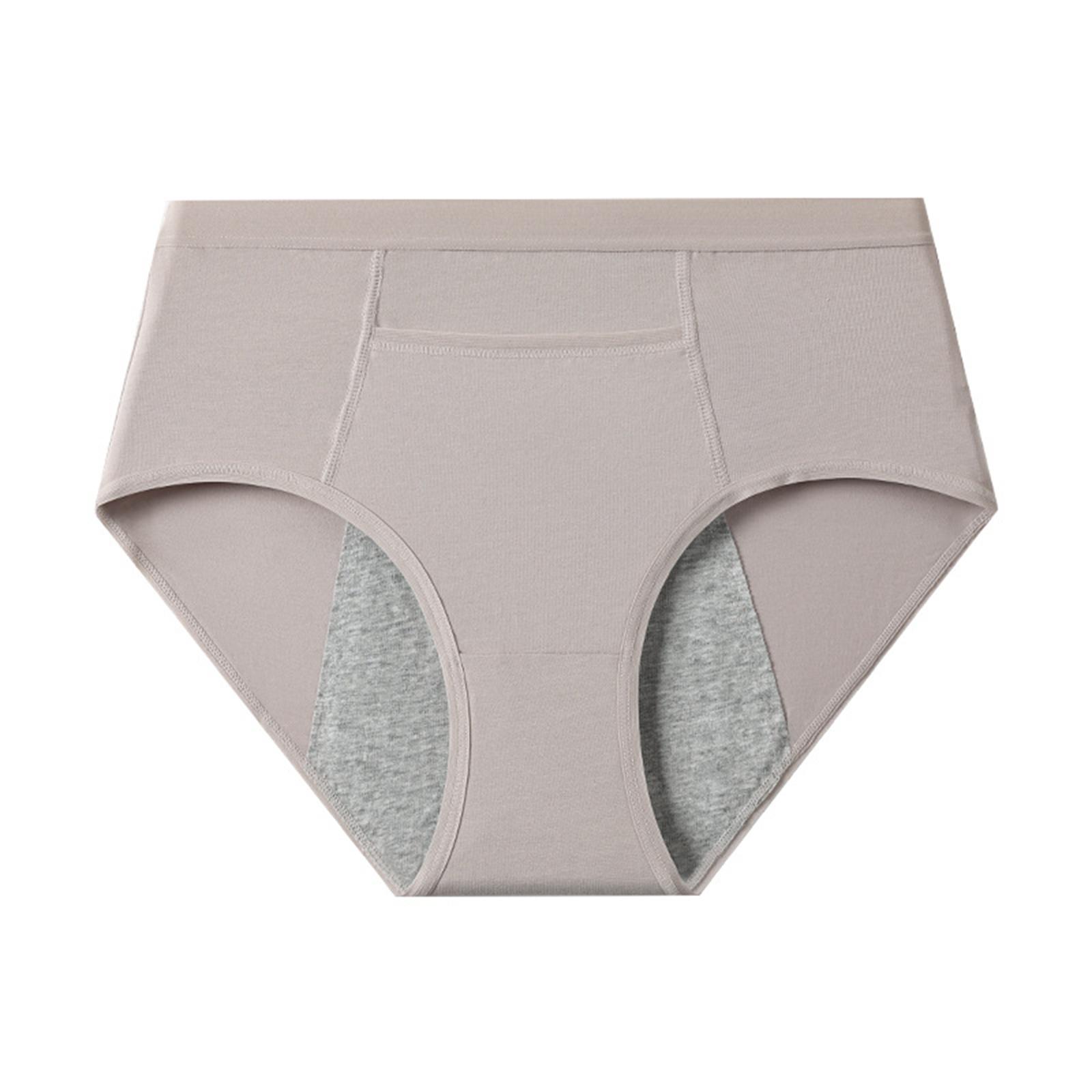 Women High Waist Leak Proof Menstrual Underwear Extra Wide Gusset Soft Breathable Period Panties Comfortable Sanitary Briefs M светло-серый