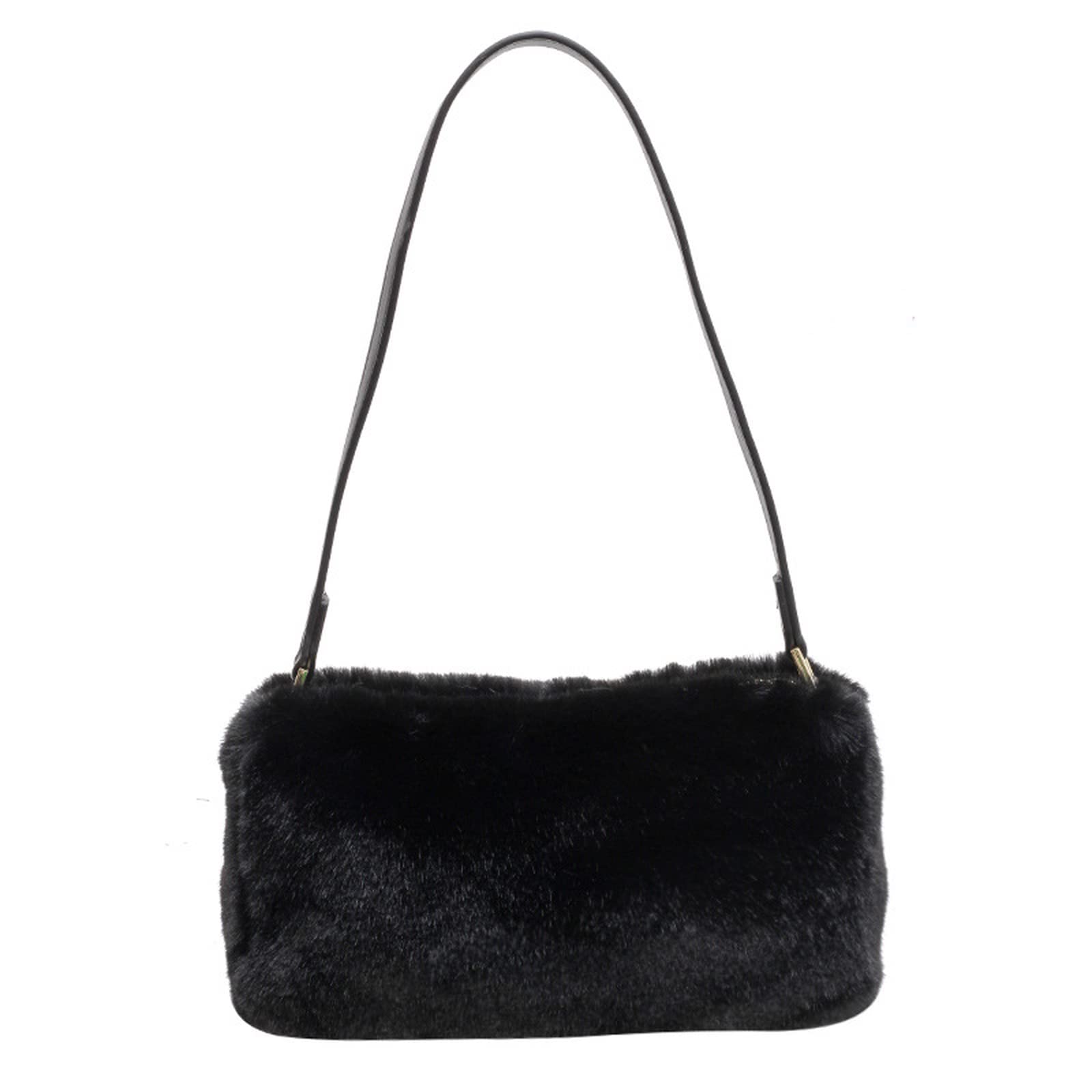 APOSITV Женская маленькая меховая сумка через плечо с пушистым мехом (черный)