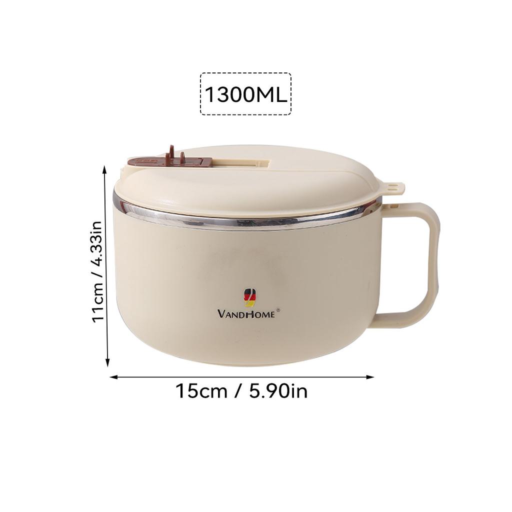 900/1300ml 304 Edelstahl Bento Lunchbox mit Griff, Ablauf Instant Nudelschüssel Lebensmittelbehälter für Studenten Erwachsene