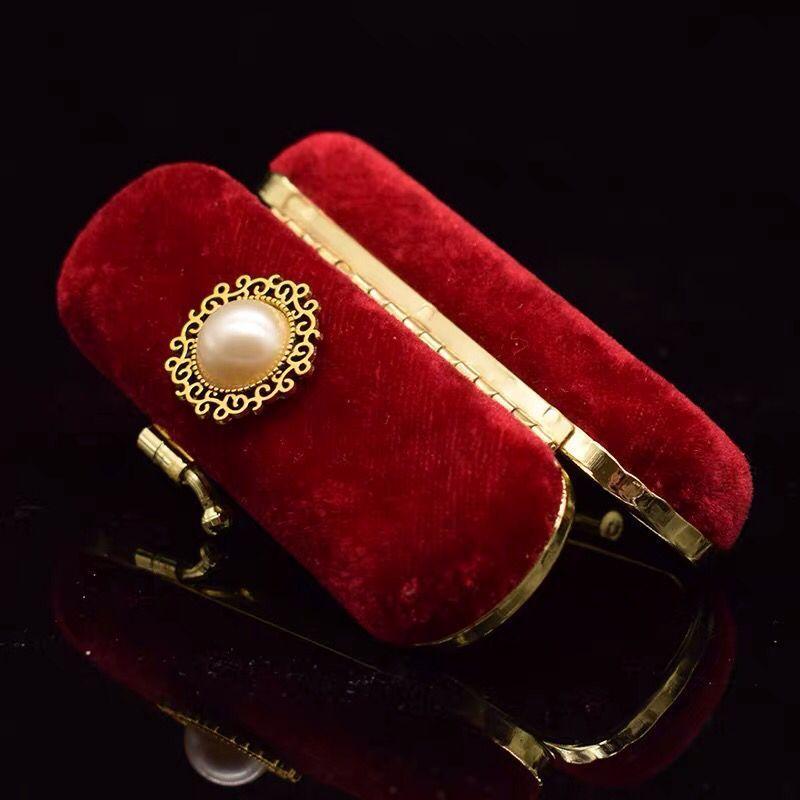 Cheap Lipstick Case with Mirror Shiny Pearl Velvet Luxurious Vintage