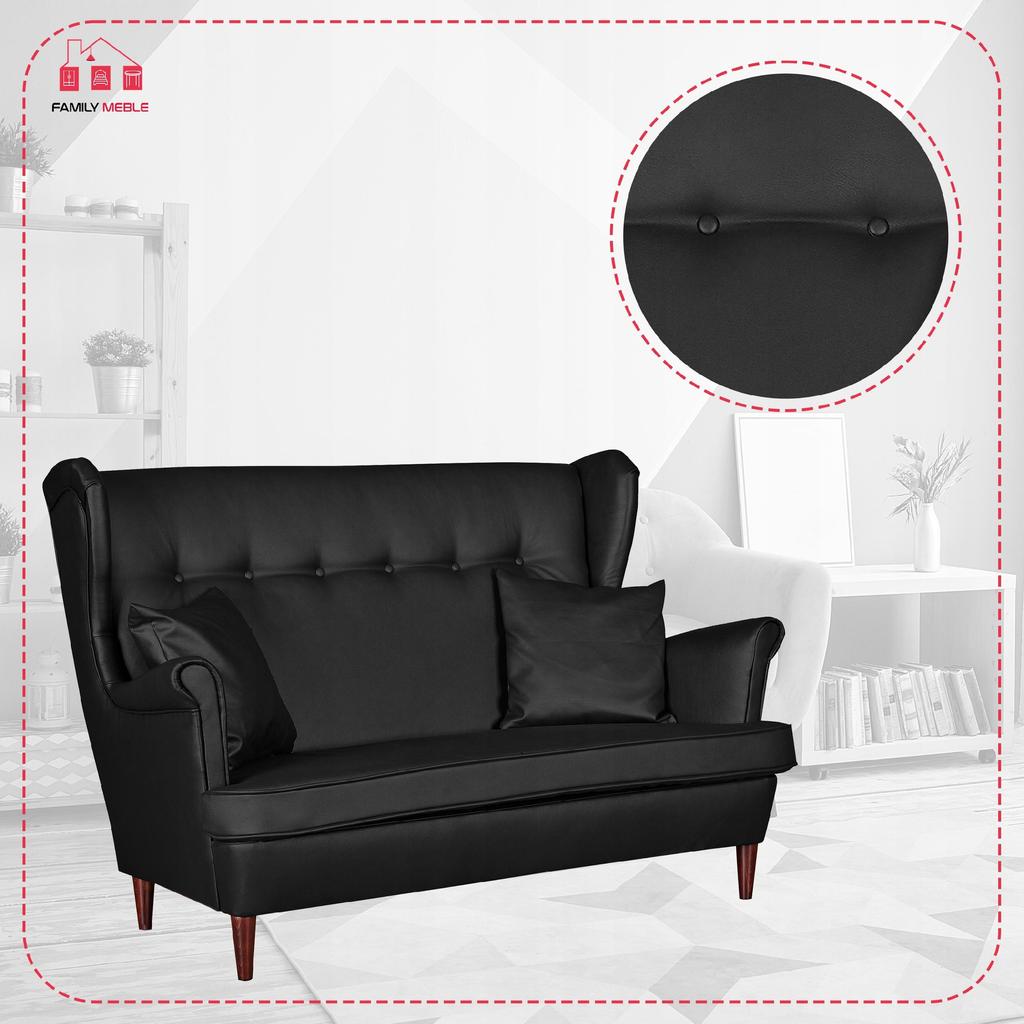 Lounge Set of Furniture Wingback Eco Leather Sofa Scandinavian Armchairs Family Meble