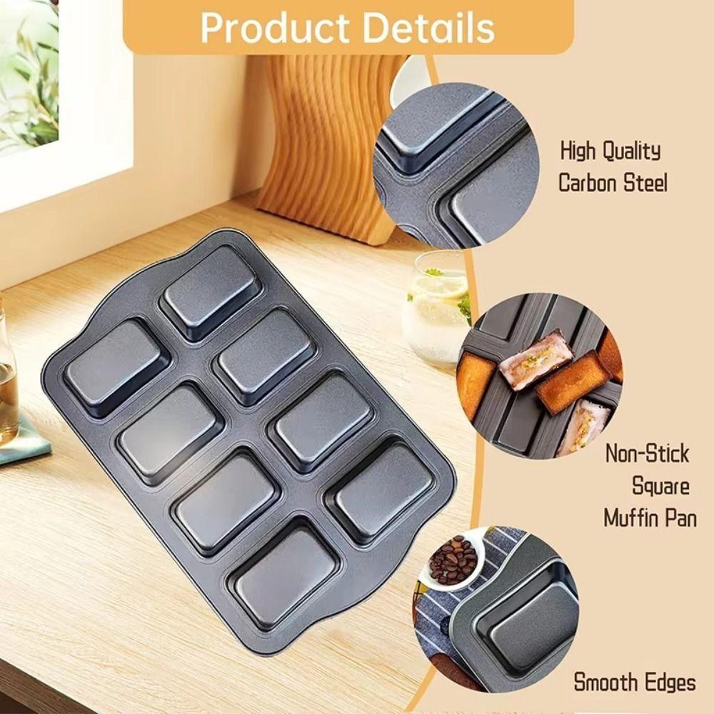 Non-Stick Mini Loaf Brownie Pans 8-Cavity Muffin Dessert Tray Mini Bread Baking Mold  Bakeware