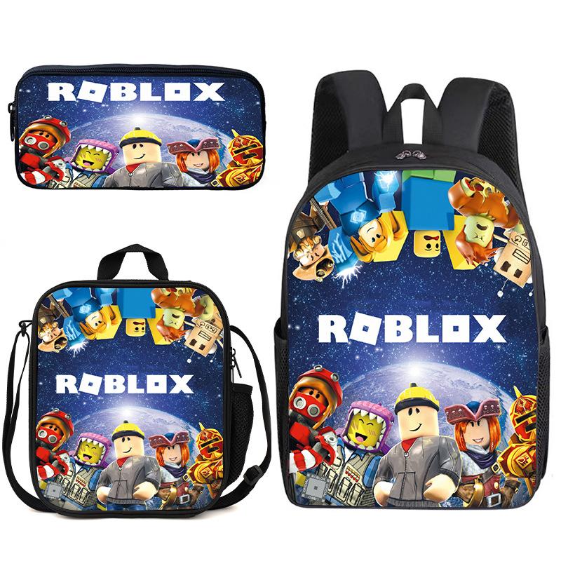 Zaino Anime 3D Tre Pezzi Roblox Zaino Studente Borsa Pranzo Astuccio Zaino Scolastico Stampato