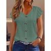 BITCED Women's Fashion Casual Solid Color Print Short Sleeve V-Neck  Blouses & Shirts