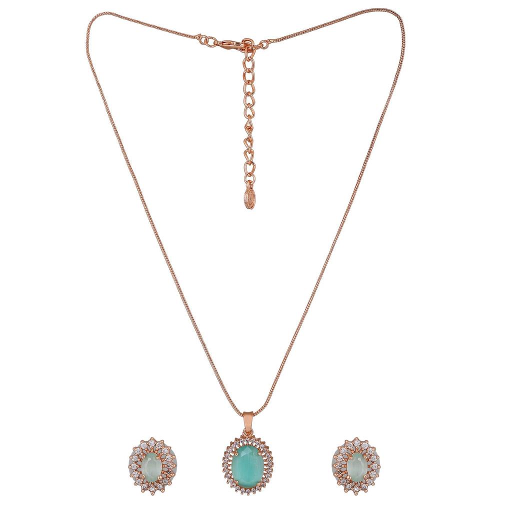 Hübscher runder Designer-Anhänger Estele mit Roségoldbeschichtung und mintgrün für Damen