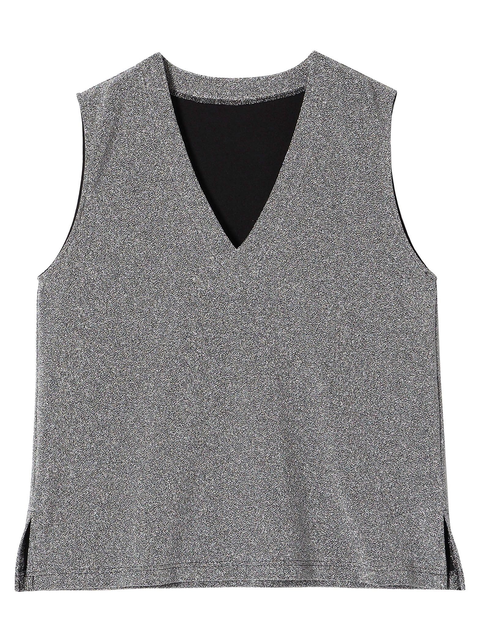 

Ships Colors Hand Washable Glitter Smooth V-Neck Top, Women s, 222470001, Silver, One Size