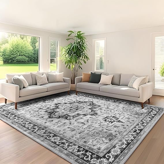 

Большой ковер в винтажном стиле для гостиной и спальни, моющееся напольное покрытие для помещений с нескользящей основой, тонкий цветочный дизайн