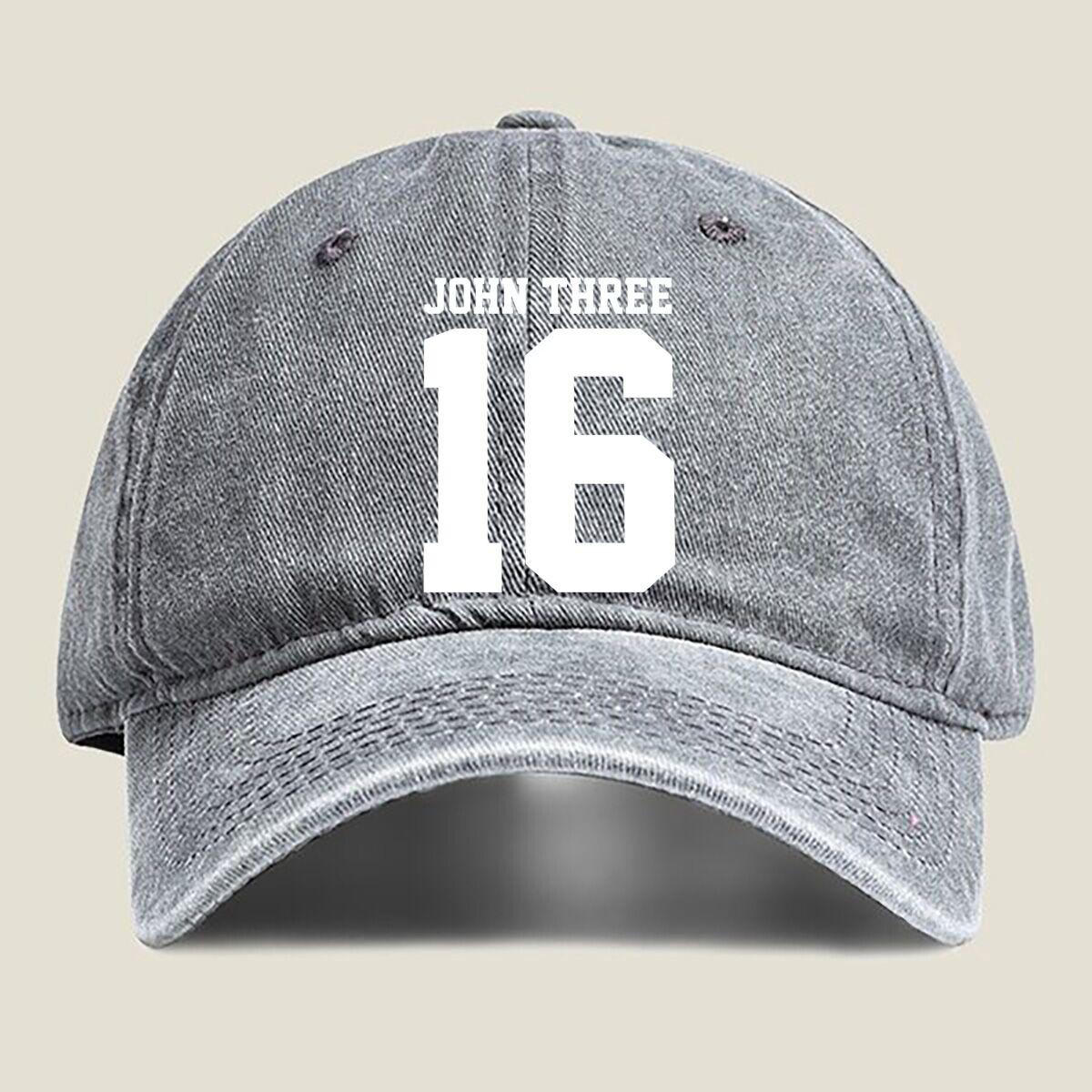 

John Three “16” Jersey Fashion Washed Baseball Cap Hat Outdoor Activities One Size серый