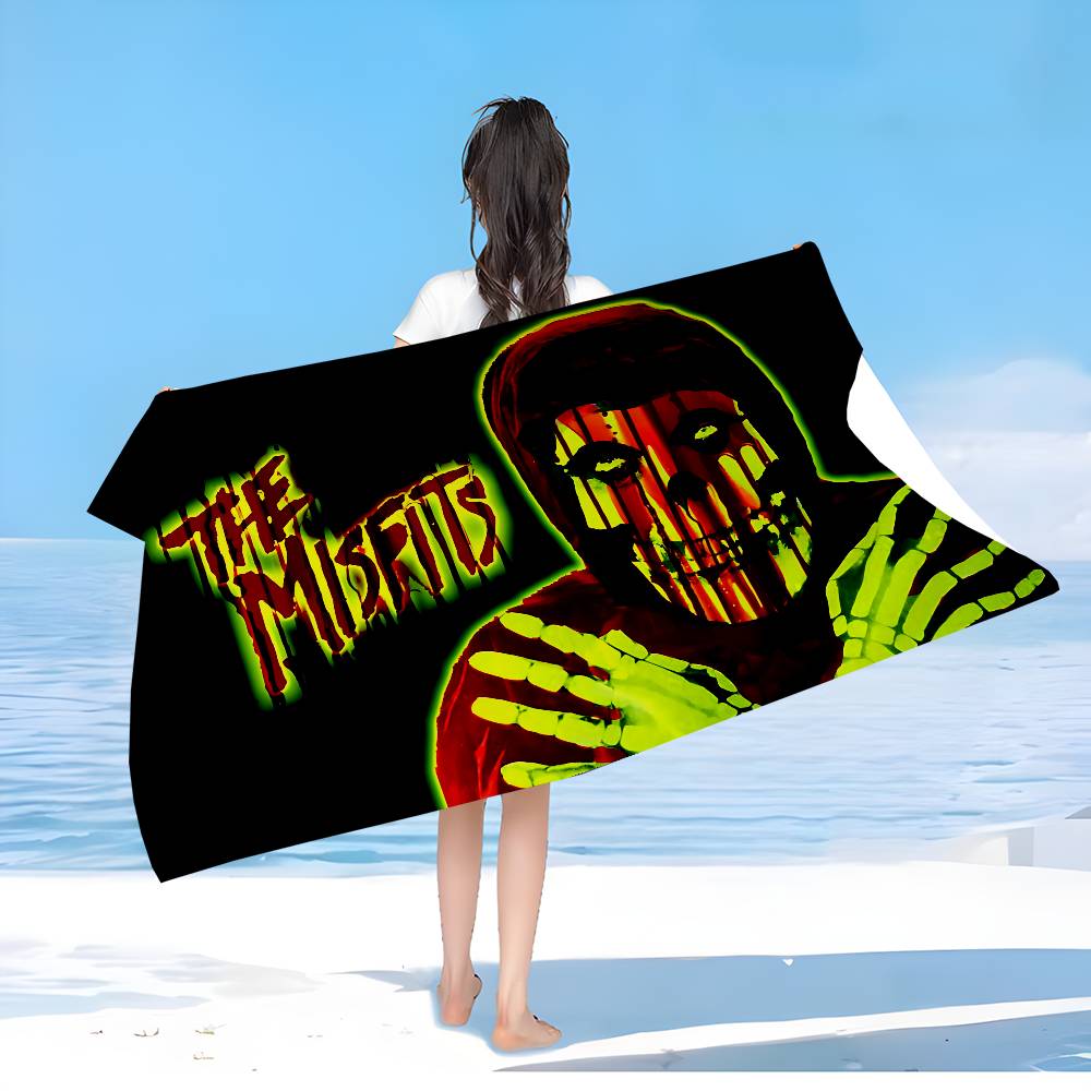 Classic Punk Band The M-Misfits Beach Towel Colorful Bath Towels for Girl Microfiber Quick Dry Custom Sand Free Beach Gym Pool