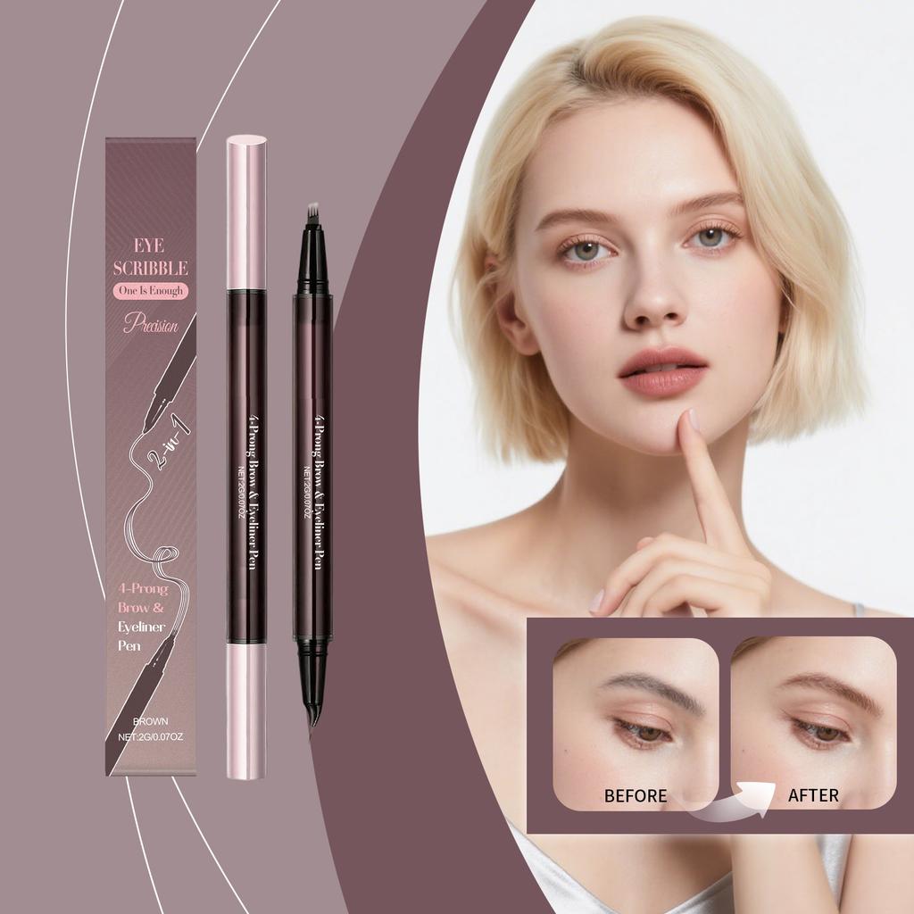 Two-in-one Liquid Eyebrow Pencil, Three-dimensional Color Display, No Smudging, Long-lasting Coloring, Specially Designed For Wild Eyebrows. ,5ML