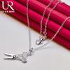 925 Sterling Silver Chain Scissors Pendant Necklace Fashionable Wedding Jewelry