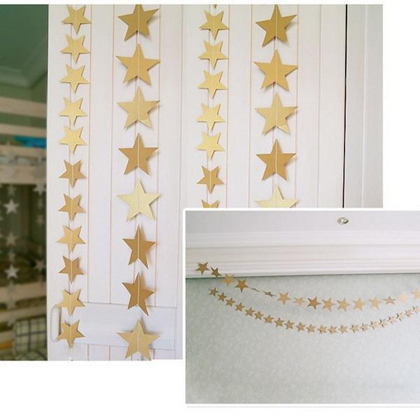 High-quality Star Paper Garland In Gold Silver And Blue For Festive Celebrations