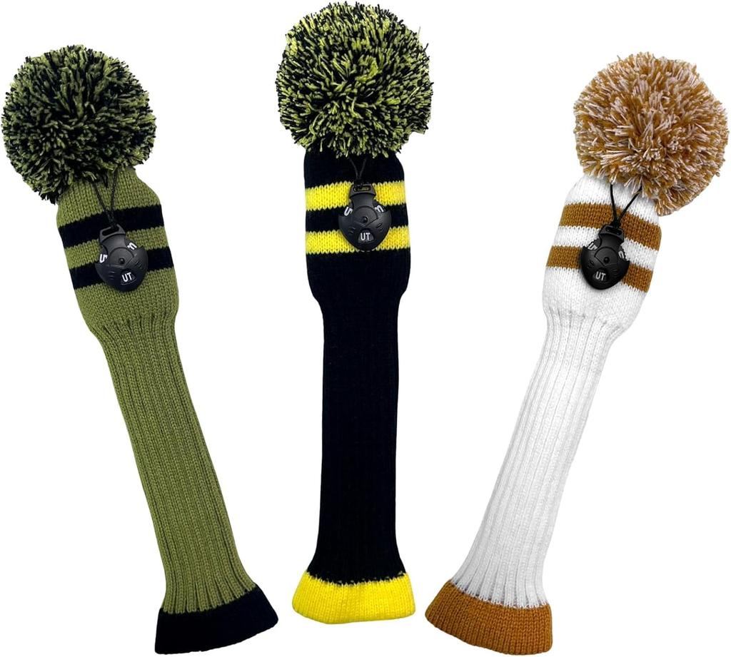 Knit Golf Headcover for Driver and Wood Golf Includes Conversion Tag and Line Clubs, (Brown FW)