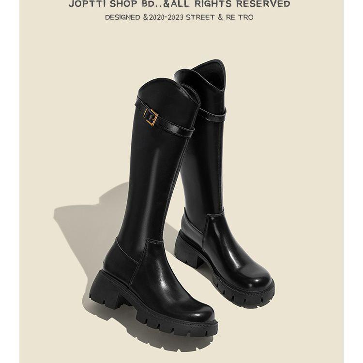 Coarse heel boots women's 2025 new autumn and winter V-mouth thin high-heeled knight boots velvet tall versatile long boots