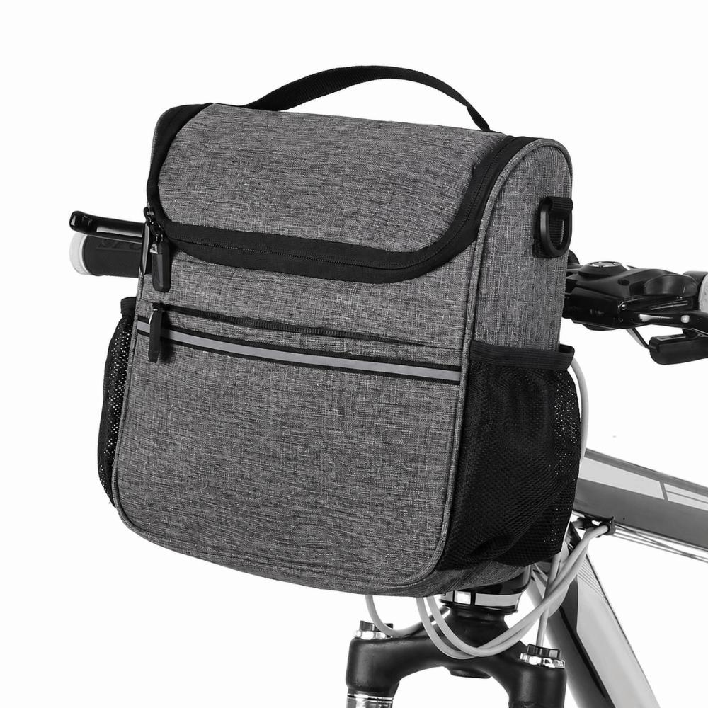 Waterproof Handlebar Basket Bag Adjustable Strap Handlebar Bag Durable Bicycle Pannier Bag Cycling серый